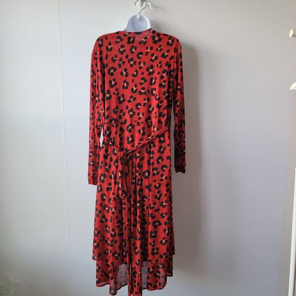 Cabi women’s Siren Wrap Dress size XXL Leopard Animal Print midi long sleeve - Picture 2 of 7